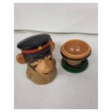 Monkey Egg Cups - Vintage Ceramic Egg Holders (Lot of 2)