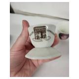 Limoges France Vintage Egg Cups with Portrait Decals