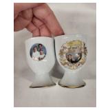 Limoges France Vintage Egg Cups with Portrait Decals