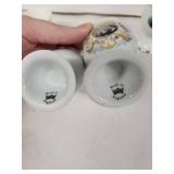 Limoges France Vintage Egg Cups with Portrait Decals