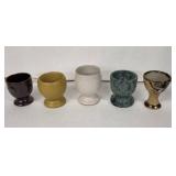 Egg Cups - Vintage Ceramic Set of 5 with Assorted Glazes