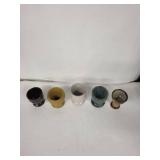 Egg Cups - Vintage Ceramic Set of 5 with Assorted Glazes