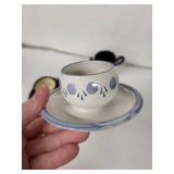 Topferei Vintage Egg Cups - Two with Attached Saucers (Lot of 3)