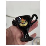 Topferei Vintage Egg Cups - Two with Attached Saucers (Lot of 3)