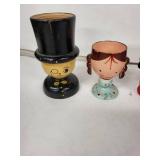 Vintage Egg Cups (Lot of 6) - Hand-Painted Wooden Cartoon Faces - Made in USA