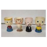 Vintage Faces Egg Cups (Lot of 4)
