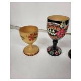 Wooden Egg Cups - Vintage Hand-Painted Set (Lot of 5)