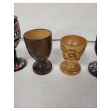 Wooden Egg Cups - Vintage Hand-Painted Set (Lot of 5)