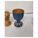 Wooden Egg Cups - Vintage Hand-Painted Set (Lot of 5)
