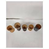 Wooden Egg Cups - Vintage Hand-Painted Set (Lot of 5)