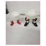 Department 56 Egg Cups - Footed Ceramic Figurines on Colorful Shoes (Lot of 6)