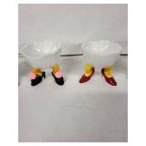 Department 56 Egg Cups - Footed Ceramic Figurines on Colorful Shoes (Lot of 6)