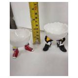 Department 56 Egg Cups - Footed Ceramic Figurines on Colorful Shoes (Lot of 6)