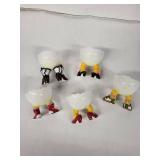 Department 56 Egg Cups - Footed Ceramic Figurines on Colorful Shoes (Lot of 6)