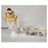 Hornsea Clown Egg Cup Set (Lot of 4) Vintage Ceramic