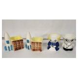 Vintage Egg Cups - Space Rocket & Medical Figures (Lot of 6)