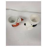 Snoopy Egg Cup Pair (Lot of 2) - Vintage Peanuts Ceramic Egg Holders