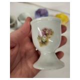 Liette Hand Decorated Egg Cups - Vintage Floral (Lot of 5)