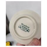 Vintage Egg Cups with Saucers Set - Floral Teacup, Gold-Trim Tall Cup & Plain White Cups