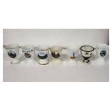 Vintage Egg Cups (Lot of 9) - Transfer Scenes: Brighton, Niagara Falls, Oxford Cathedral - Germany