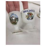 Vintage Egg Cups (Lot of 9) - Transfer Scenes: Brighton, Niagara Falls, Oxford Cathedral - Germany