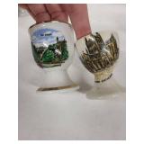 Vintage Egg Cups (Lot of 9) - Transfer Scenes: Brighton, Niagara Falls, Oxford Cathedral - Germany