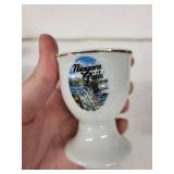 Vintage Egg Cups (Lot of 9) - Transfer Scenes: Brighton, Niagara Falls, Oxford Cathedral - Germany