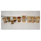 Vintage Wooden Egg Cups Collection - Assorted Styles, Hand-Painted Hearts