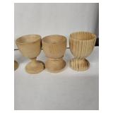 Vintage Wooden Egg Cups Collection - Assorted Styles, Hand-Painted Hearts