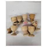 Vintage Wooden Egg Cups Collection - Assorted Styles, Hand-Painted Hearts
