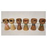 Egg Cups - Vintage Hand-Painted Wooden Figures (Lot of 7)