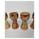 Egg Cups - Vintage Hand-Painted Wooden Figures (Lot of 7)