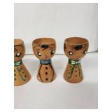 Egg Cups - Vintage Hand-Painted Wooden Figures (Lot of 7)