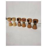 Egg Cups - Vintage Hand-Painted Wooden Figures (Lot of 7)
