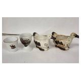 Vintage Egg Cups (Lot of 4) - Duck & Deer Ceramic Set