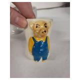Vintage Ceramic Egg Cups - Hand Painted Pig & Cartoon Designs (Lot of 5)