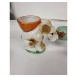 Vintage Ceramic Animal Egg Cups - Dalmatian, Poodle & Cat Figures