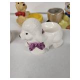 Vintage Ceramic Animal Egg Cups - Dalmatian, Poodle & Cat Figures