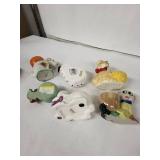 Vintage Ceramic Animal Egg Cups - Dalmatian, Poodle & Cat Figures