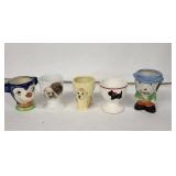 Vintage Ceramic Dog Egg Cups (Lot of 5)