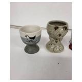 Vintage Egg Cups (Lot of 4) - Bird, Bear, Parrot & Cow Motifs