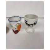 Vintage Egg Cups (Lot of 4) - Bird, Bear, Parrot & Cow Motifs