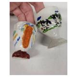 Vintage Egg Cups (Lot of 4) - Bird, Bear, Parrot & Cow Motifs
