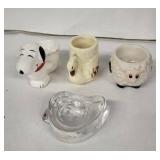 Snoopy Dog Egg Cup - Vintage Ceramic Egg Cup Trio (Lot of 3)