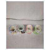 Egg Cups - Vintage Japan Ceramic Animal Figurine Set (Bunny, Dog, Cats) - 4pc