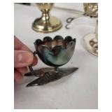 Vintage Silver Egg Cups Set with Stands - Assorted Lattice, Leaf & Ribbed Designs