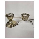 Vintage Silver Egg Cups Set with Stands - Assorted Lattice, Leaf & Ribbed Designs