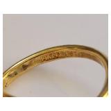 Gold Tone Sterling Silver Red Marquise & Clear Stone Cocktail Ring Size 7