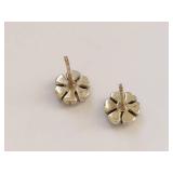 Sterling Silver 925 Flower Stud Earrings with Marcasite-Style Accents Petite