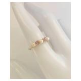 Sterling Silver 925 Pearl & Purple Stone Five-Stone Ring Size 8